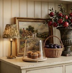 Glass Bell Cloche On Round Wood Base