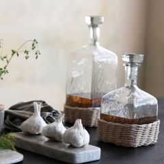 Glass Bottle with Stopper and Rattan Base