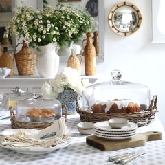 Glass Cloche Covered Wicker Tray Collection