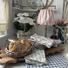 Glass Cloche Covered Wicker Tray