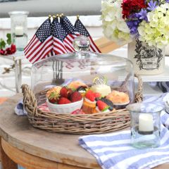 Glass Cloche Covered Wicker Tray