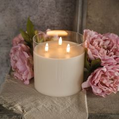 Glass Cylinder 3 Wick LED Candle