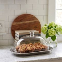 Glass Dome Cloche with Pewter Platter