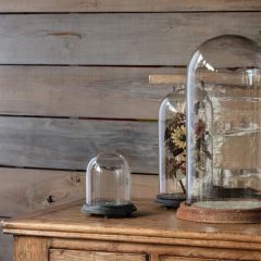 Glass Dome On Aged Metal Base Black 8.25 Inch