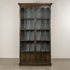 Glass Door Pine Bookcase Cabinet