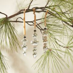 Glass Finial Christmas Ornaments Set of 3