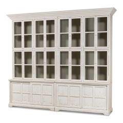 Glass Front Washed White Pine Bookcase