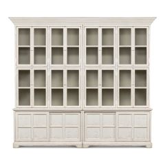 Glass Front Washed White Pine Bookcase