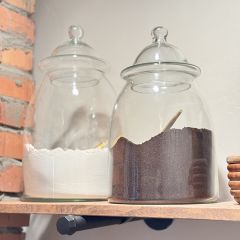 Glass Jar Canister With Lid Set of 2