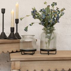 Glass Jar Vase On Metal Stand Set of 2