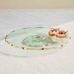 Glass Lazy Susan with Gold Scalloped Edge