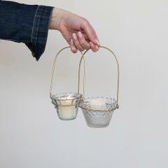 Glass Pail Votive Holder Set of 2