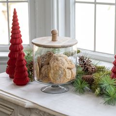 Glass Pedestal Cookie Jar With Lid