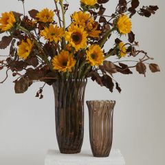 Glass Ribbed Vase Collection