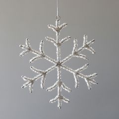 Glass Snowflake Beaded Ornament Set of 2
