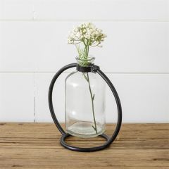 Glass Stem Vase with Metal Stand