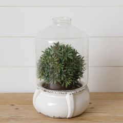 Glass Terrarium With Round Ceramic Base