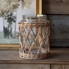 Glass Vase With Rattan Cover 11 Inch