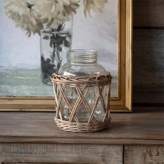 Glass Vase With Rattan Cover 8.5 Inch