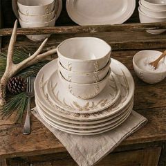 Glazed Antler Design Deep Round Bowl
