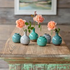 Glazed Blues Cafe Bud Vase Set of 6