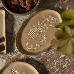 Glazed Botanical Ceramic Plate Oval