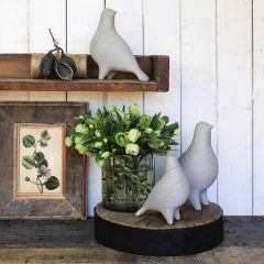 Glazed Ceramic Bird Figurine Set of 3