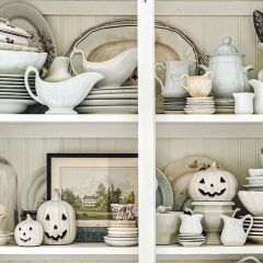 Glazed Ceramic Jack O Lantern Set of 3