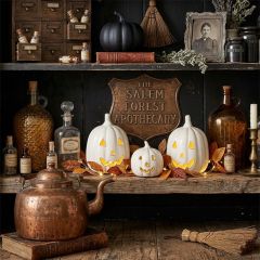 Glazed Ceramic Jack O Lantern Set of 3