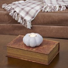 Glazed Ceramic Pumpkin Candle Holder