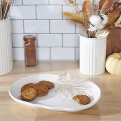 Glazed Ceramic White Pumpkin Plate Set of 2
