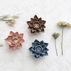 Glazed Flower Incense Holder Set of 3