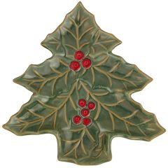 Glazed Holly Berry Tree Plate