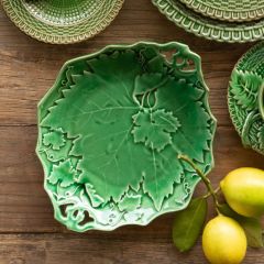 Glazed Leaf Print Serving Plate
