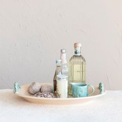 Glazed Oval Platter With Painted Handles