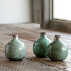 Glazed Stoneware Bud Vases Set of 3