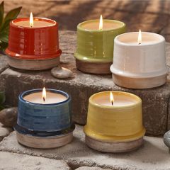 Glazed Stoneware Citronella Candle Pot