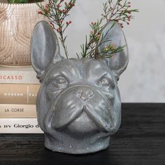 Glazed Stoneware French Bulldog Vase