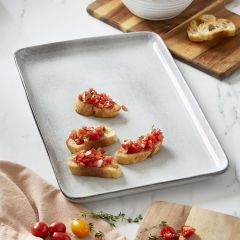 Glazed Stoneware Rectangle Serving Platter