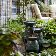 Glazed Three Bowl Garden Fountain