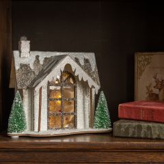 Glistening Snow Covered Light Up Holiday House