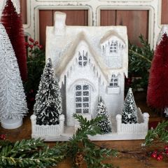 Glistening Snow Covered Light Up House