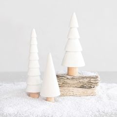 Glistening Wood Tree Set of 3