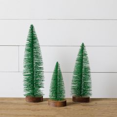 Glitter Green Bottlebrush Tree Set of 3