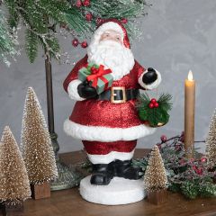 Glitter Santa Figure With Hanging Bell