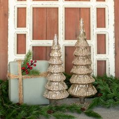 Glitter Snow Silver Glass Tree