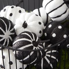 Glittered Black and White Decorative Pumpkins Bundle