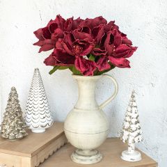 Glittered Burgundy Magnolia Stem
