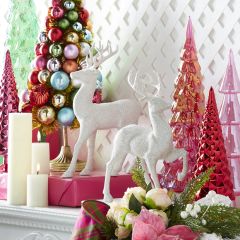 Glittered Deer Figurine Set of 2