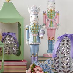 Glittered Easter Bunny Nutcracker With Egg